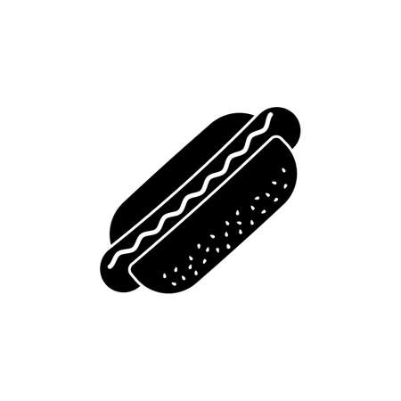 Hot dog solid icon, food drink elements, fast food sign, a filled pattern on a white background, eps 10.のイラスト素材