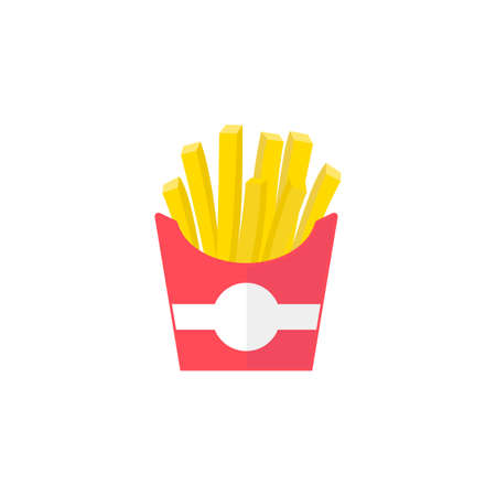 French fries flat icon, food drink elements, Fast food sign, a colorful solid pattern on a white...