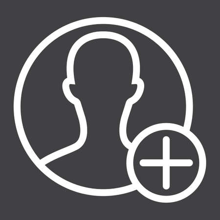 User profile line icon, account and website button, vector graphics, a linear pattern on a black...