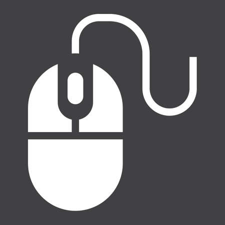 Computer mouse solid icon, click and website button, vector graphics, a filled pattern on a black background, eps 10.のイラスト素材