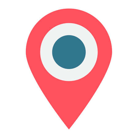 Location flat icon, map pin and website button, vector graphics, a colorful solid pattern on a white background, eps 10.のイラスト素材