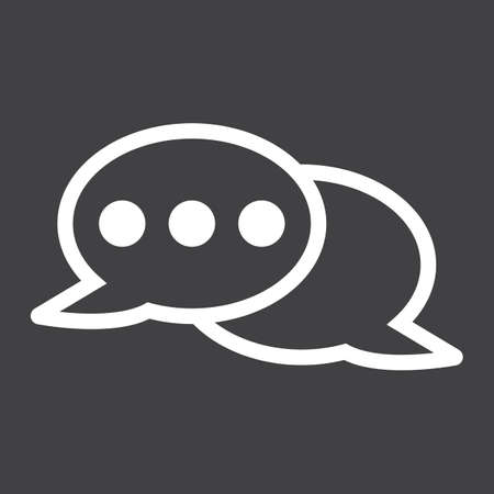 Speech bubble line icon, chat and website button, vector graphics, a linear pattern on a black background, eps 10.のイラスト素材