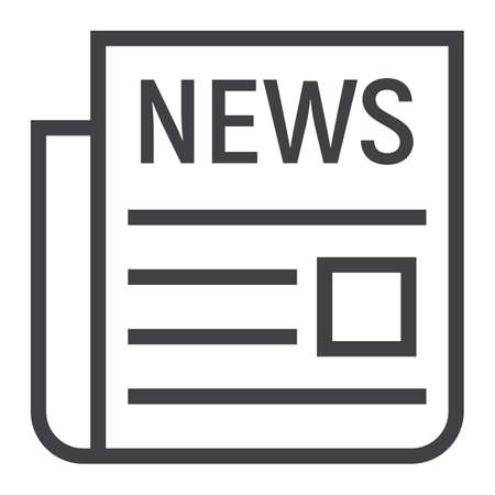 News line icon, newspaper and website button, vector graphics, a linear pattern on a white background, eps 10.のイラスト素材