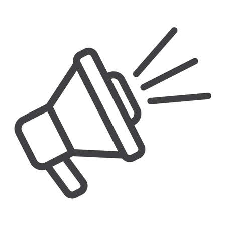Loudspeaker line icon, megaphone and website button, horn vector graphics, a linear pattern on a white background, eps 10.のイラスト素材