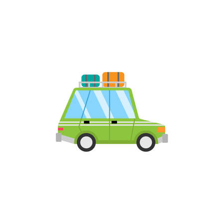 Travel Car flat icon, travel tourismのイラスト素材