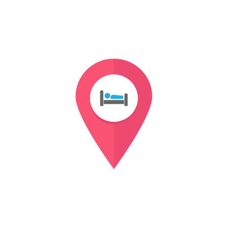 Hotel Pin flat icon, navigation webのイラスト素材