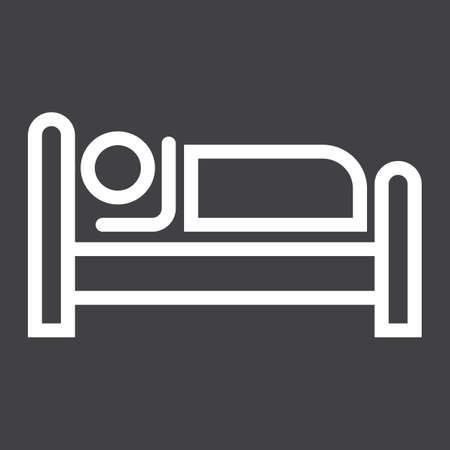 Person in bed and Hotel line icon, Travel and tourism, motel vector graphics, a linear pattern on a black background, eps 10.のイラスト素材