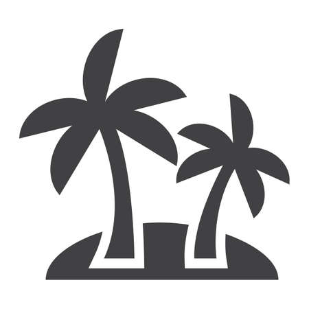 Island solid icon, travel and tourism, palm trees vector graphics, a filled pattern on a white backgroundのイラスト素材