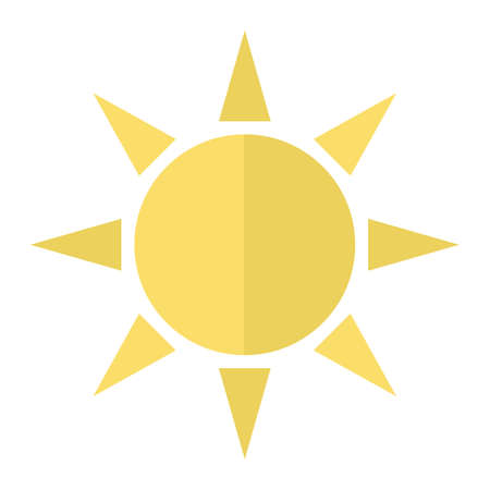 Sun flat icon, weather and sunshine, vector graphics, a colorful solid pattern on a white backgroundのイラスト素材