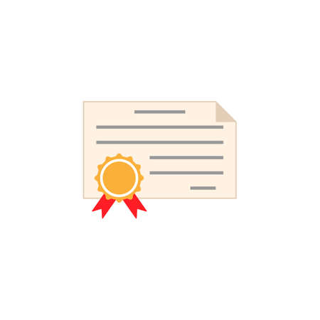 Certificate and diploma flat icon, education and school element, graduate vector graphics, a colorful solid pattern on a white background, eps 10.のイラスト素材