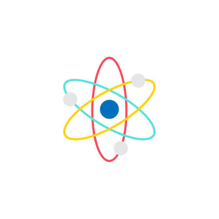 Atom and molecule flat icon, education and school element, science vector graphics, a colorful linear pattern on a white background, eps 10.のイラスト素材