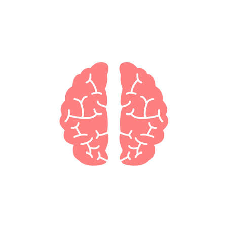 Brain flat icon, Medical and school element, Think and idea vector graphics, a colorful solid pattern on a white background, eps 10.のイラスト素材