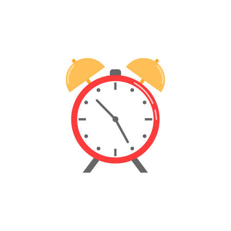 Alarm clock flat icon, school and office element, Watch with bells vector graphics, a colorful solid pattern on a white background, eps 10.のイラスト素材
