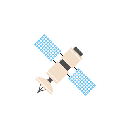 Satellite solid icon, navigation and communication, vector graphics, a colorful flat pattern on a white background, eps 10.のイラスト素材