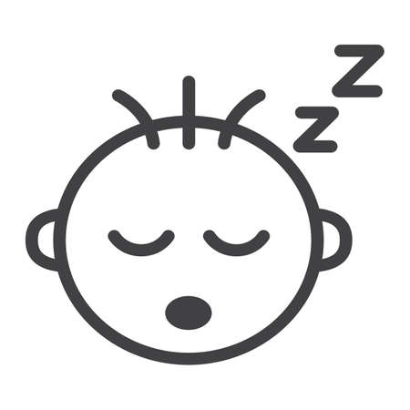 Baby boy sleep line icon, child and infant, vector graphics, a linear pattern on a white background, eps 10.のイラスト素材