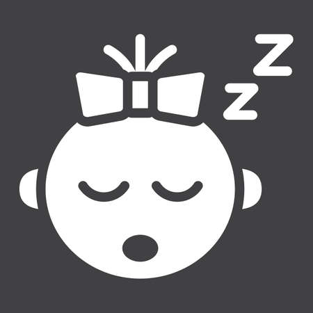 Baby girl sleep solid icon, child and infant, vector graphics, a filled pattern on a black background, eps 10.のイラスト素材