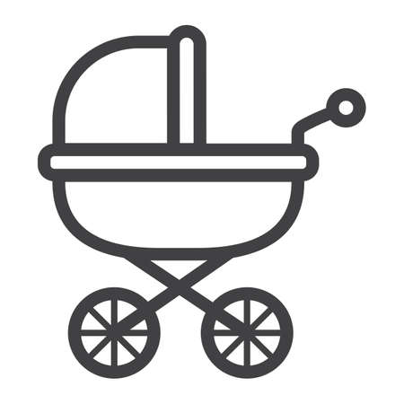 Baby bib line icon, pram and pushchair, vector graphics, a linear pattern on a white background, eps 10.のイラスト素材