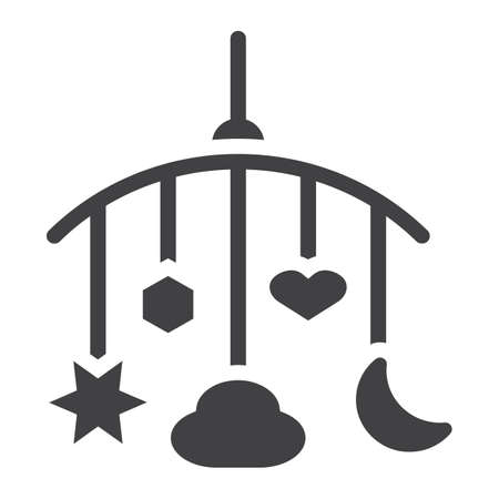 Hanging toys solid icon, baby crib toys, vector graphics, a filled pattern on a white background, eps 10.のイラスト素材