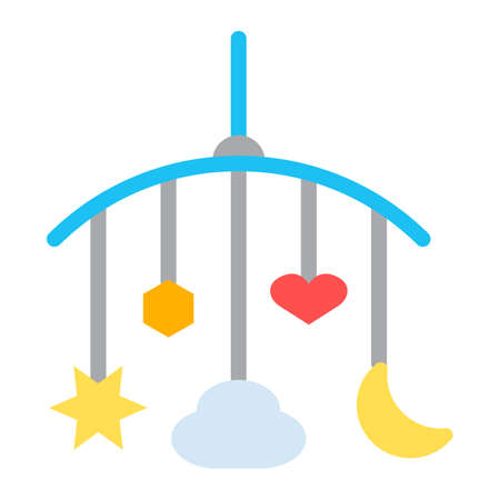 Hanging toys flat icon, baby crib toys, vector graphics, a colorful solid pattern on a white background, eps 10.のイラスト素材