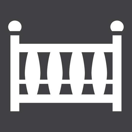 Baby crib solid icon, baby cot and bed, vector graphics, a filled pattern on a black background, eps 10.のイラスト素材