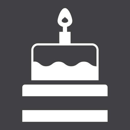 Birthday cake solid icon, sweet and holiday, vector graphics, a filled pattern on a black background, eps 10.のイラスト素材
