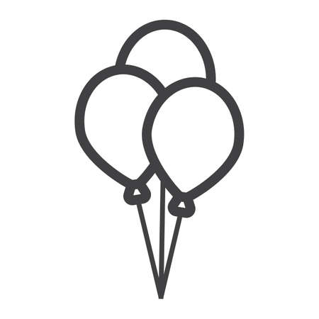 Ballons line icon, party and holiday, vector graphics, a linear pattern on a white background, eps 10.のイラスト素材