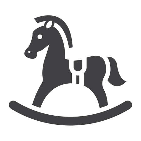 Rocking horse solid icon, wooden toy, vector graphics, a filled pattern on a white background, eps 10.のイラスト素材