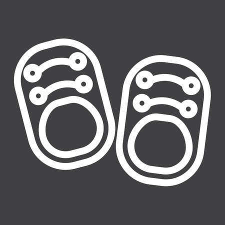 Baby shoes line icon, footwear and fashion, vector graphics, a linear pattern on a black background, eps 10.のイラスト素材