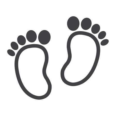Baby footprint line icon, foot silhouette, vector graphics, a linear pattern on a white background, eps 10.のイラスト素材