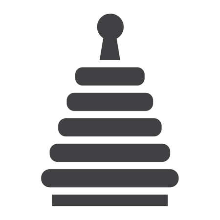 Rainbow pyramid toy solid icon, kid and play, vector graphics, a filled pattern on a white background, eps 10.のイラスト素材