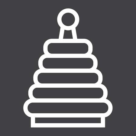 Rainbow pyramid toy line icon, kid and play, vector graphics, a linear pattern on a black background, eps 10.のイラスト素材