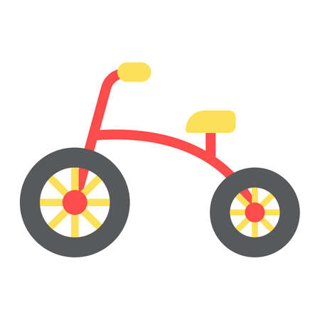Tricycle flat icon, bike and toy, vector graphics, a colorful solid pattern on a white background, eps 10.のイラスト素材