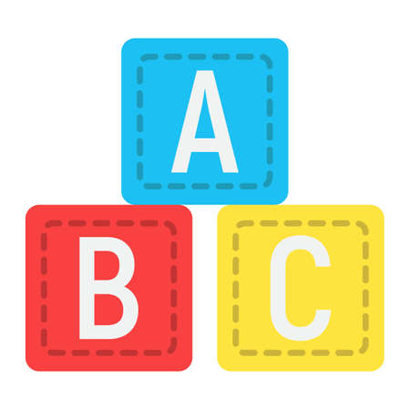ABC blocks flat icon, alphabet cubes and education, vector graphics, a colorful solid pattern on a white background, eps 10.のイラスト素材