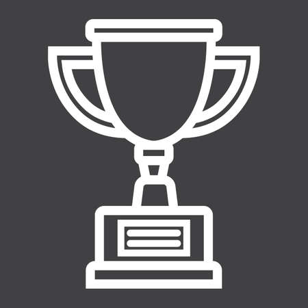 Trophy Cup line icon, winner and award, vector graphics, a linear pattern on a black background, eps 10.のイラスト素材