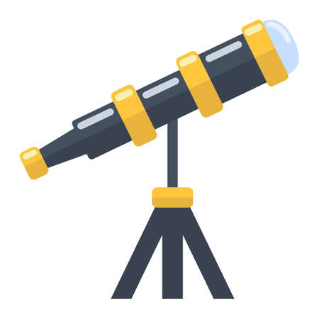Telescope flat icon, astronomy and science, vector graphics, a colorful solid pattern on a white background, eps 10.のイラスト素材