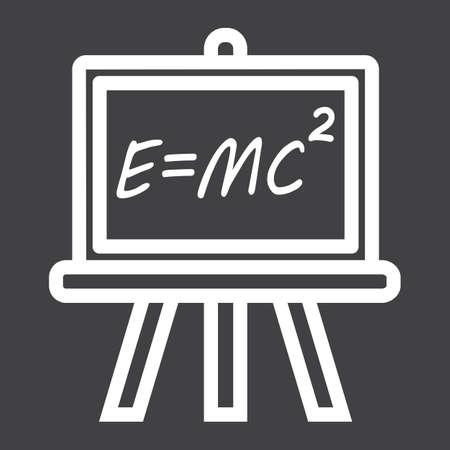 Blackboard line icon, chalkboard and school, vector graphics, a linear pattern on a black background, eps 10.のイラスト素材