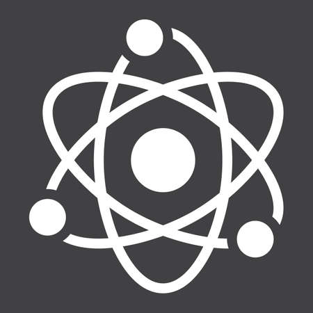 Atom solid icon, Education and physics, vector graphics, a filled pattern on a black background, eps 10.のイラスト素材