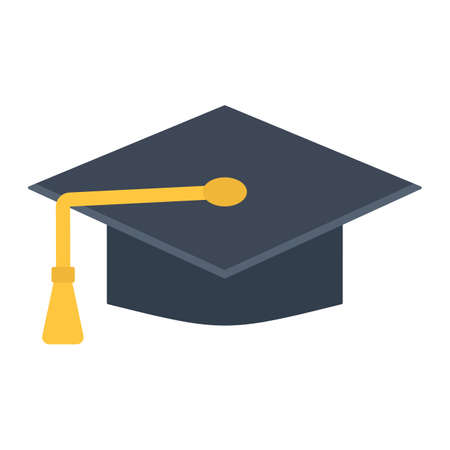 Graduation cap flat icon, Education and knowledge, vector graphics, a colorful solid pattern on a white background, eps 10.のイラスト素材