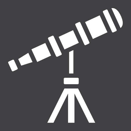 Telescope solid icon, astronomy and science, vector graphics, a filled pattern on a black background.のイラスト素材