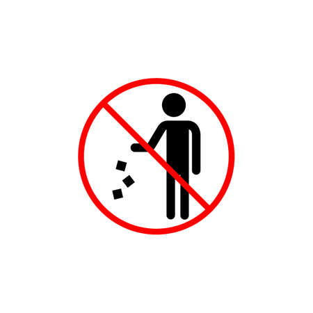 Do not litter line icon, prohibition signのイラスト素材