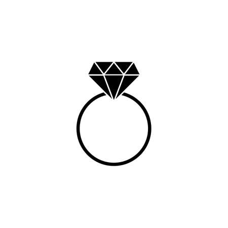 Wedding diamond ring solid icon, engagement ring, valentines day , vector graphics, a filled pattern on a white background, eps 10.のイラスト素材