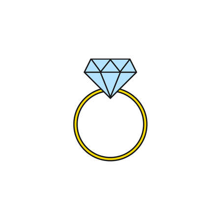 Wedding diamond ring solid icon, engagement ring, valentines day , vector graphics, a colorful linear pattern on a white background, eps 10.のイラスト素材