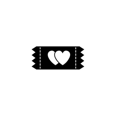 Ticket for sweethearts solid icon, Valentine's day discount, love concept, vector graphics, a filled pattern on a white background, eps 10.のイラスト素材