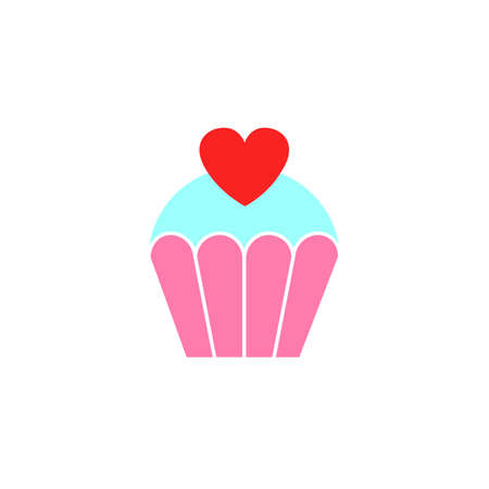 Love cake with heart solid  icon, sweets for Valentine's day, love concept, vector graphics, a...