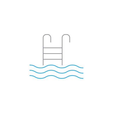 Pool with ladder solid icon, swimming, vector graphics, a colorful linear pattern on a white background, eps 10.のイラスト素材