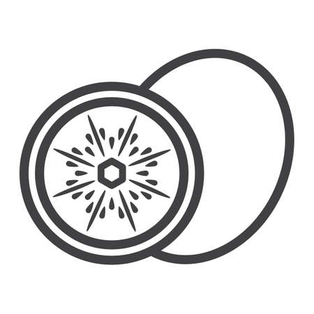 Kiwi line icon, fruit and diet, vector graphics, a linear pattern on a white background, eps 10.のイラスト素材