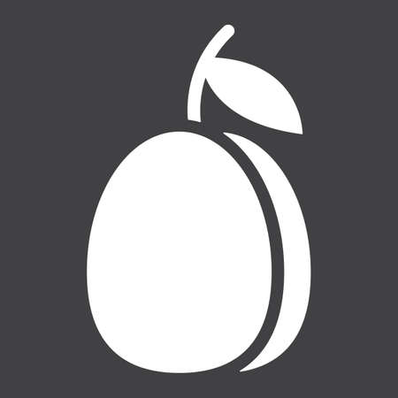 Plum solid icon, fruit and diet, vector graphics, a glyph pattern on a black background, eps 10.のイラスト素材