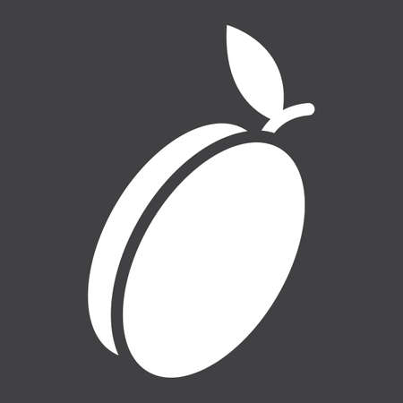Apricot solid icon, fruit and diet, vector graphics, a glyph pattern on a black background, eps 10.のイラスト素材