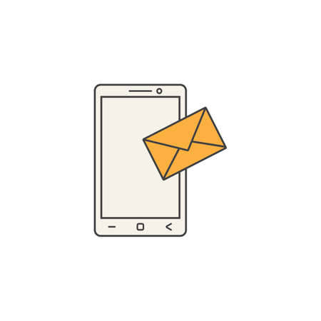 Mobile mail line icon, sms sign, messageのイラスト素材