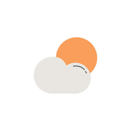 Weather flat icon, Sun with Cloud, Modern sign for mobile interface, vector graphics, a colorful filled pattern on a white background, eps 10.の写真素材